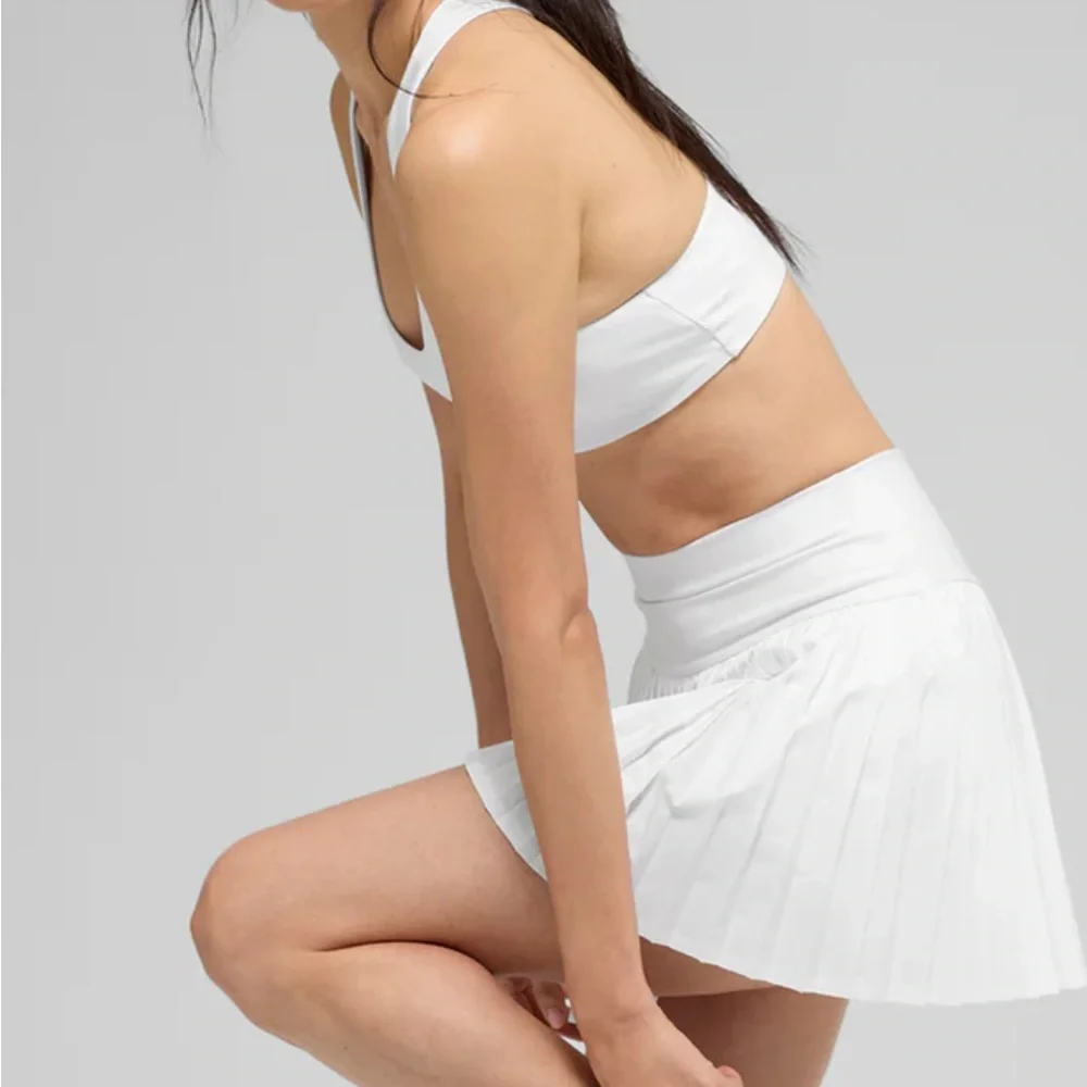 ALO Yoga White Pleated Mini Skirt